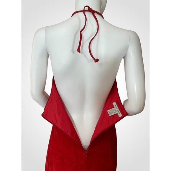 Vintage Red Suede Halter Style Sexy Dress! Size 10, Ready for Holiday Party! - Picture 5 of 8